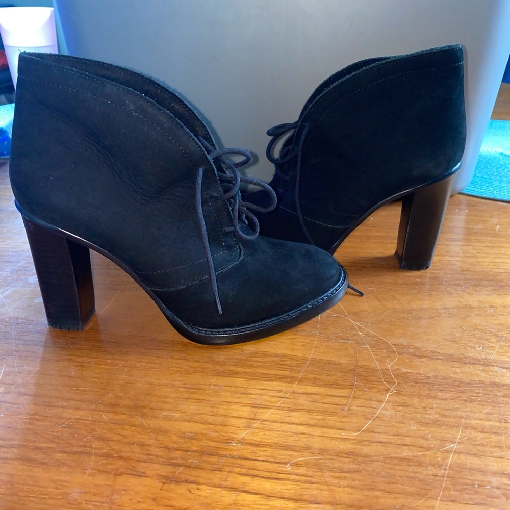 Black ankle booties with heels